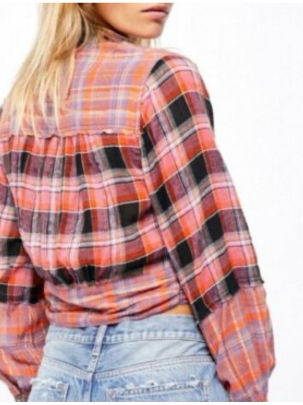 We The Free Plaid Tie Front Top - Picture 3 of 6